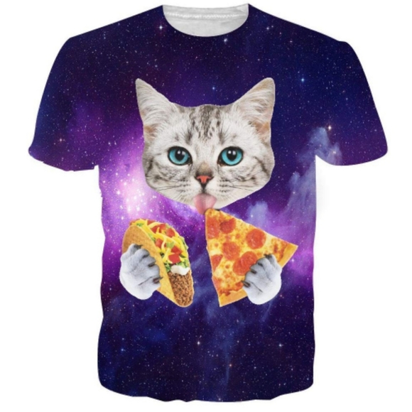 A Idea One Tops - Galaxy Cat Eating Pizza, Taco